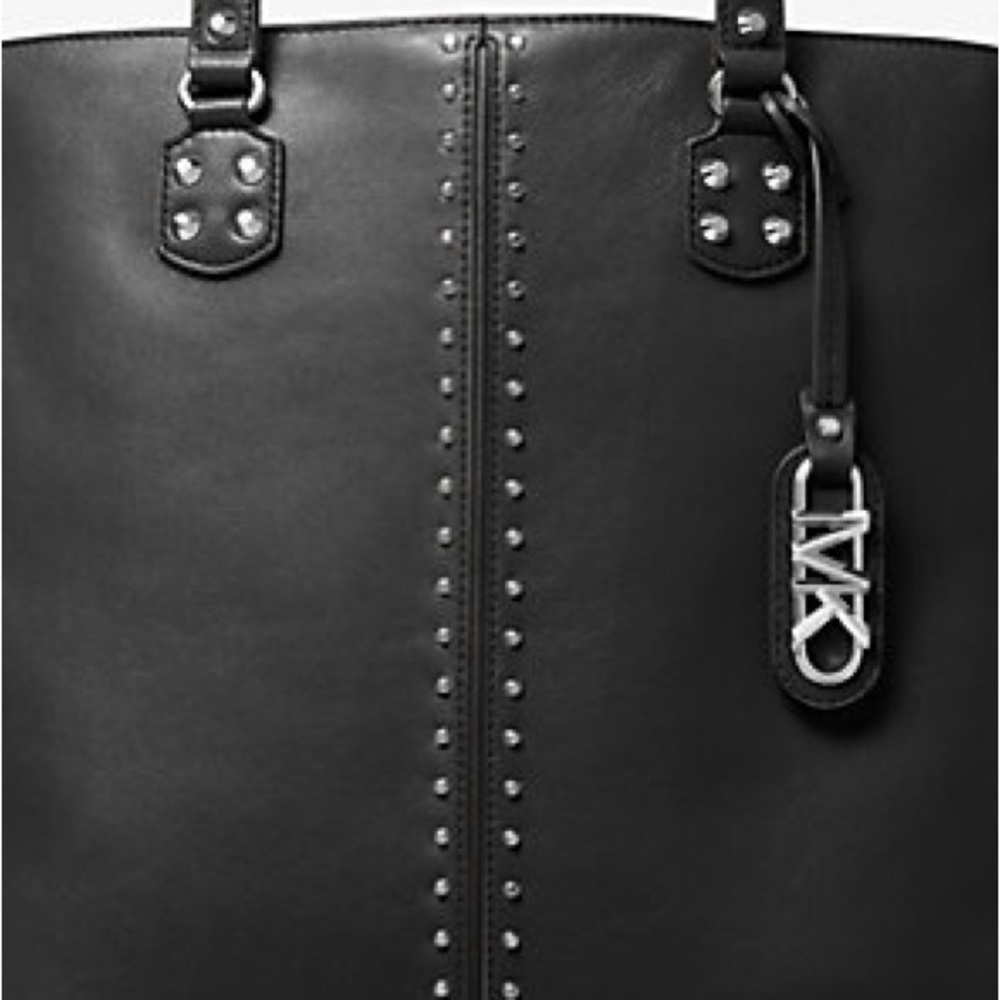 Michael Kors Astor Large Studded Leather Tote Bag Color Black ✨New With Tags - Picture 4 of 13